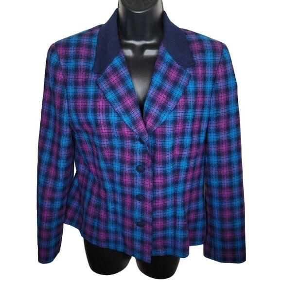 Pendleton Vintage 80s wool plaid blazer jacket size 8 - Picture 1 of 5